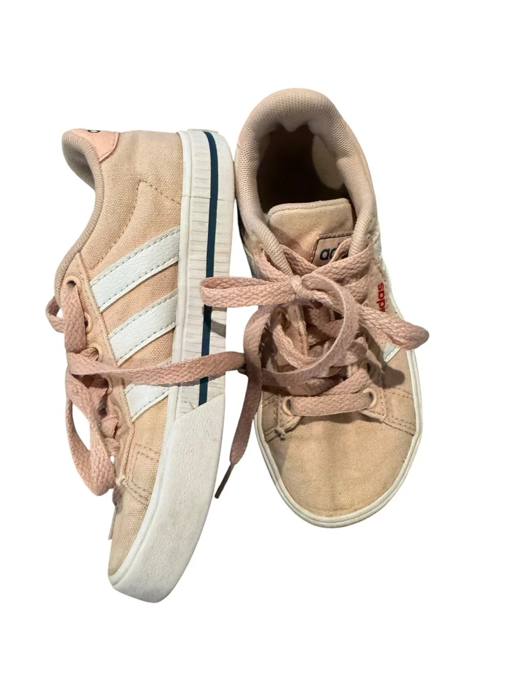 adidas Kids Light Pink Canvas Sneakers with White Stripes